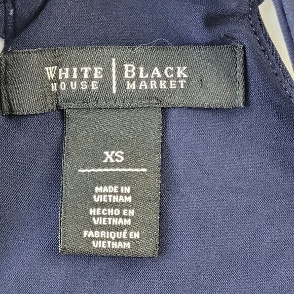 WHITE HOUSE BLACK MARKET Embellished Rhinestone Grommet Pattern Dress Blue XS - Picture 9 of 14